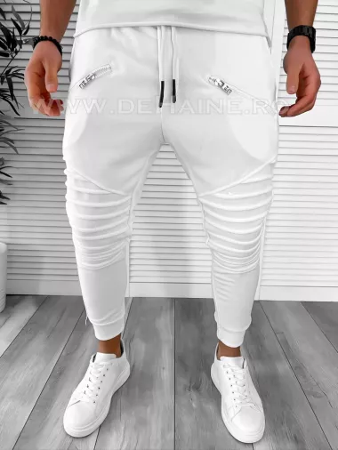 Pantaloni de trening albi conic CU MIC DEFECT DEF025 P18-3.3
